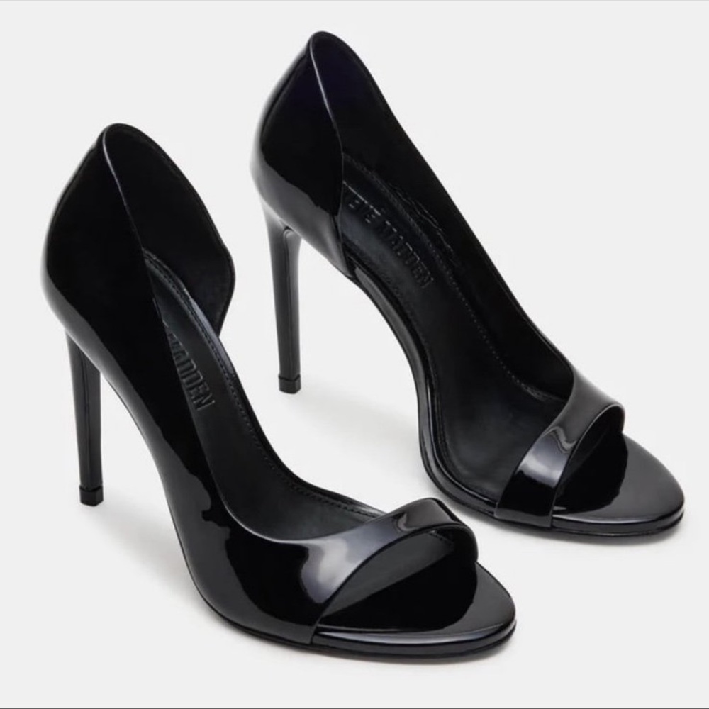 Steve Madden Allure Black Patent Leather Elegant‎ Black High Heels